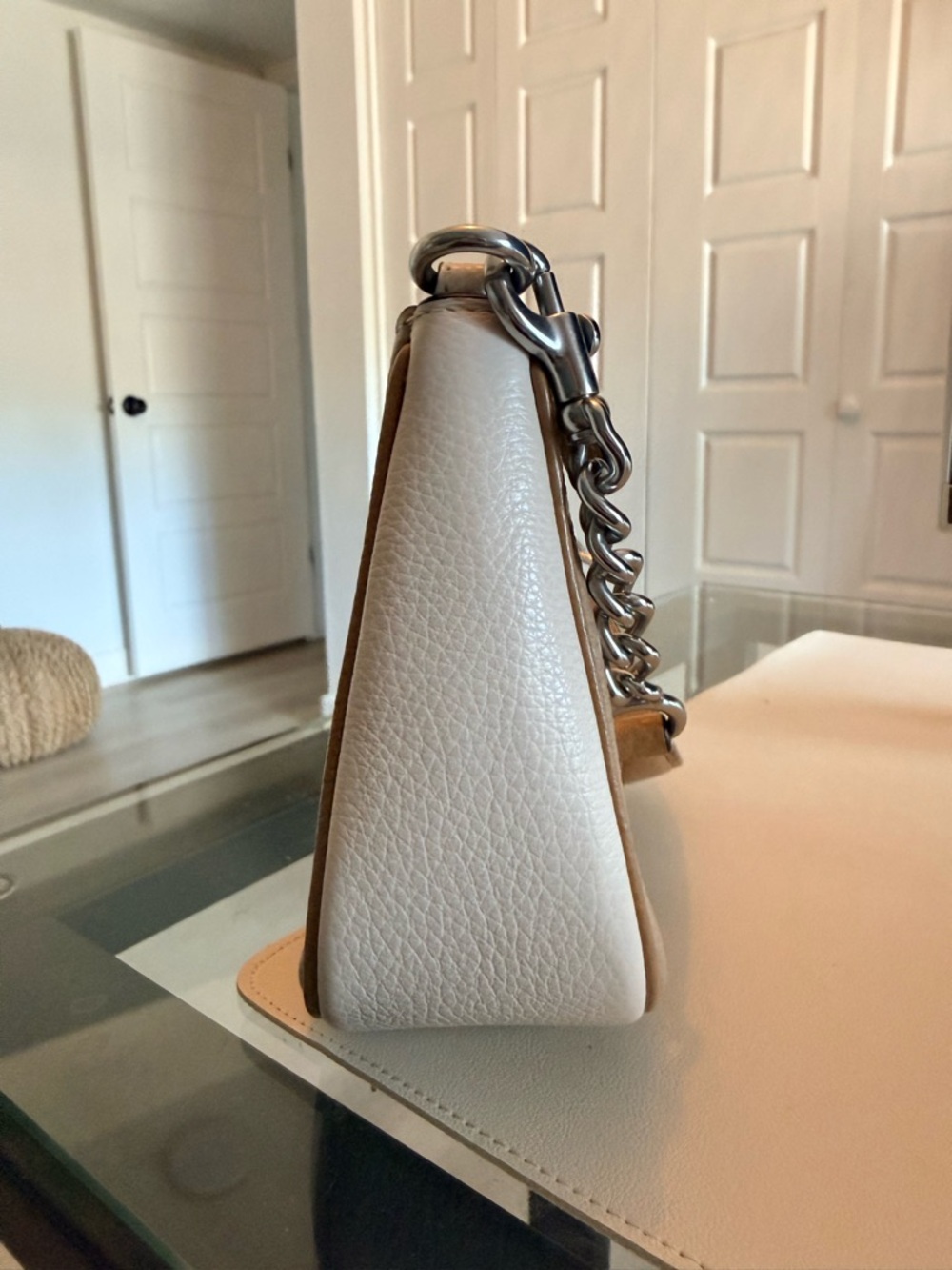 Coach Pebbled Leather Shoulder Bag in Taupe and Cream - Picture 7 of 8